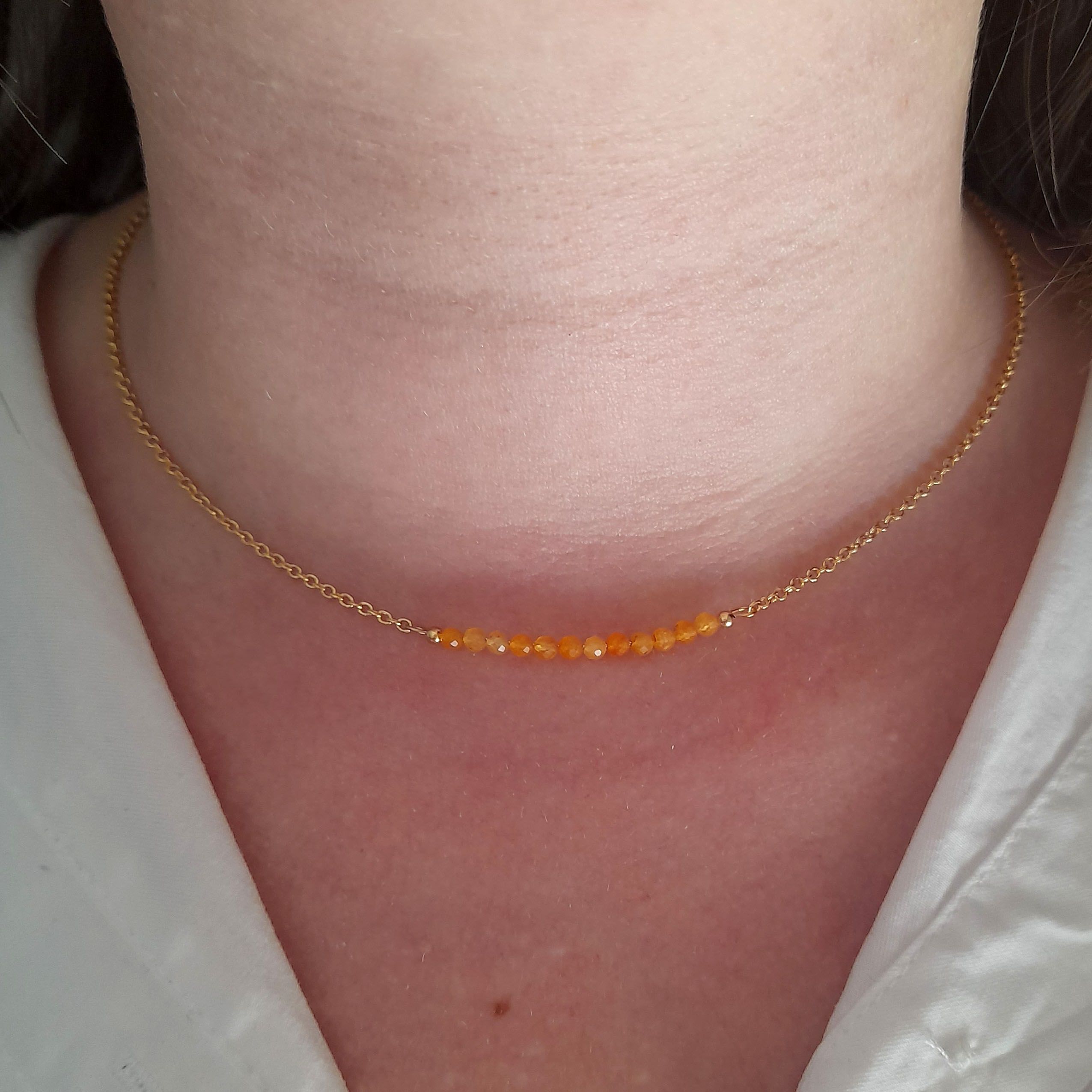 Orange aventurine gold filled gemstone necklace - Image 2