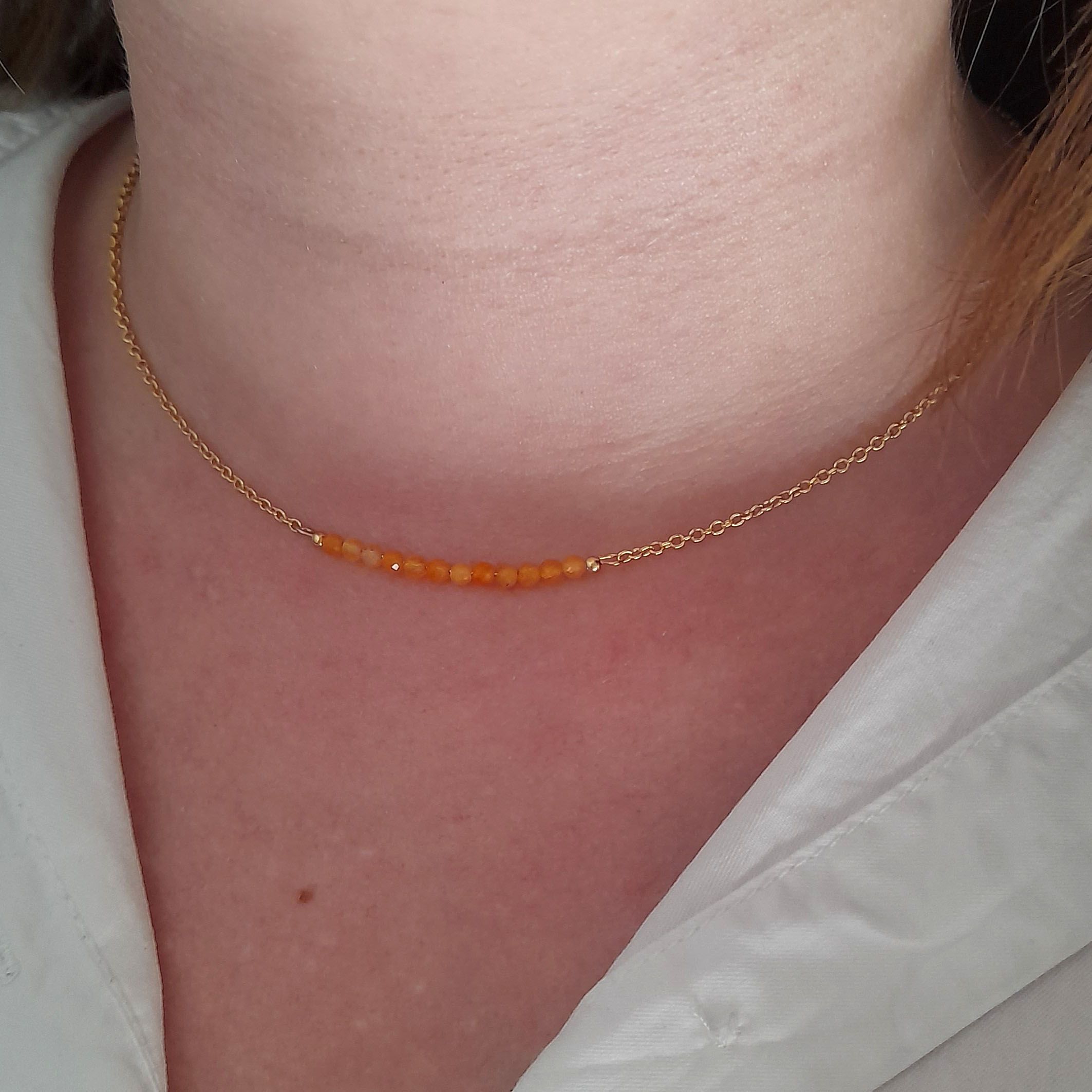 Orange aventurine gold filled gemstone necklace - Image 3