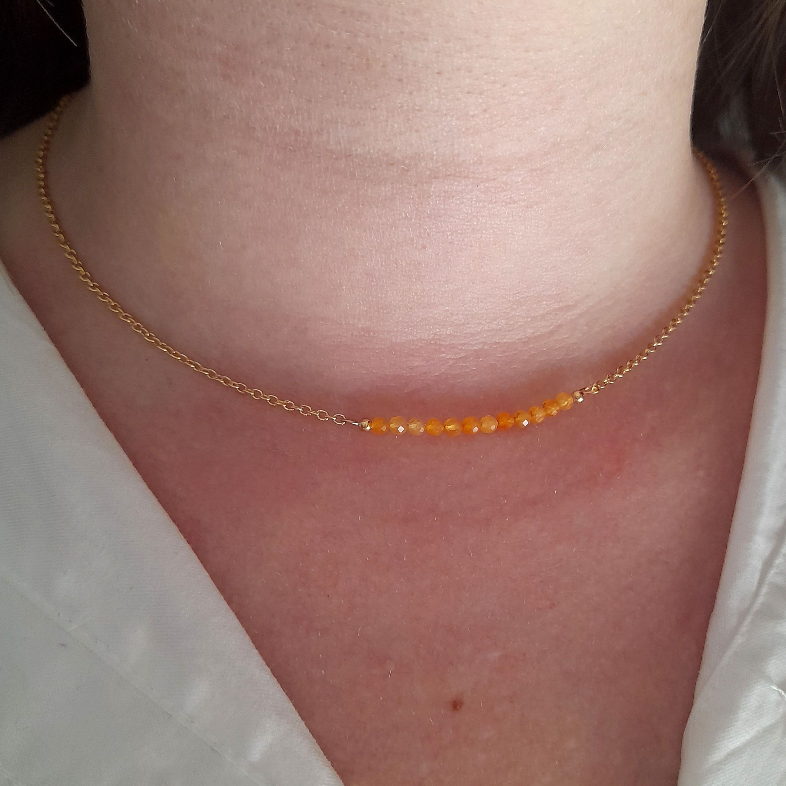 Orange aventurine gold filled gemstone necklace