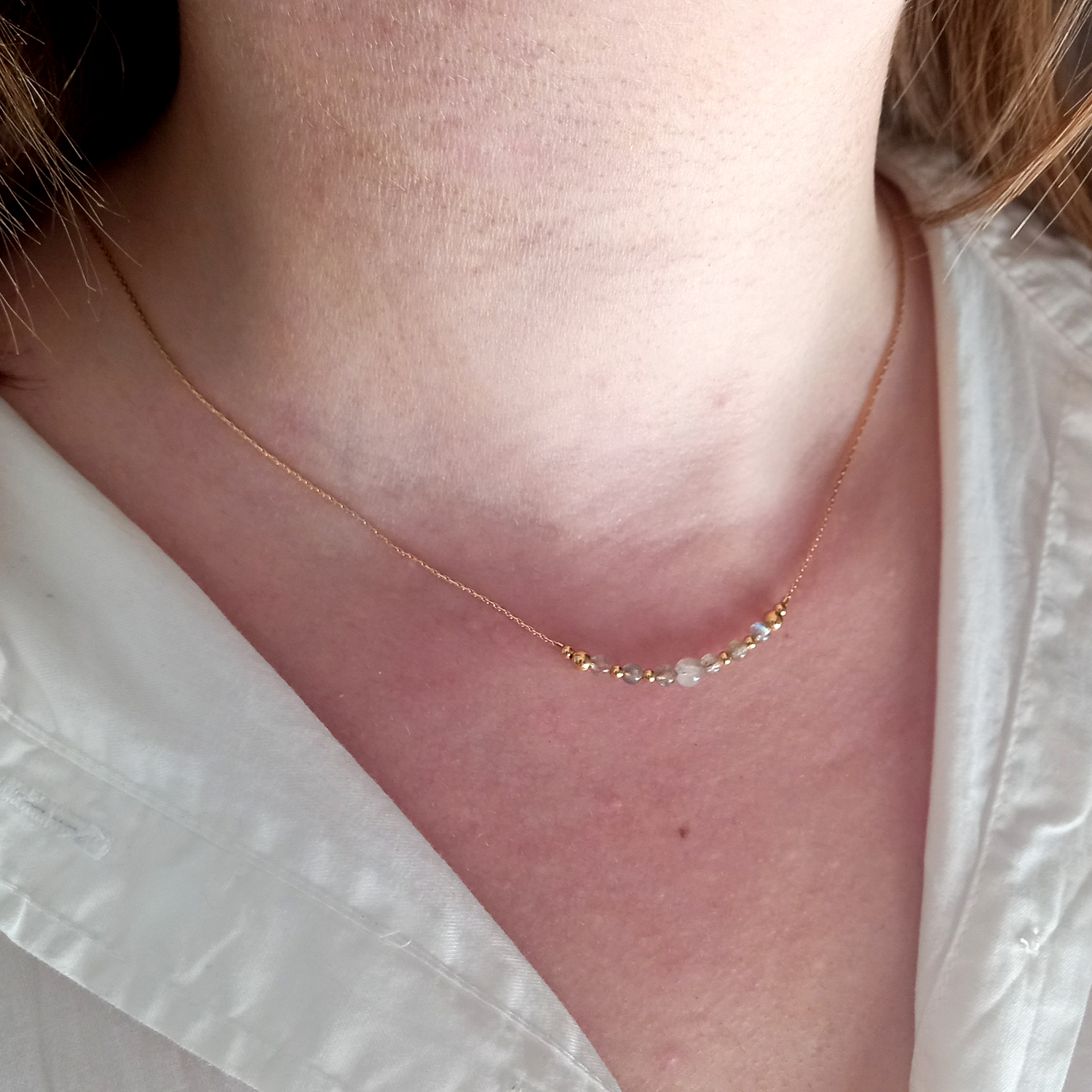 14k gold filled labradorite bar choker - Image 3