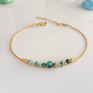 African turquoise gold bracelet dainty