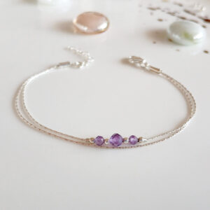 Amethyst tiny sterling 925 silver bracelet