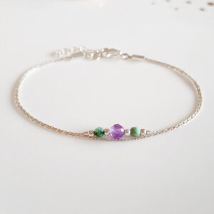 Amethyst turquoise sterling 925 silver bracelet