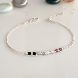 Asexual pride flag silver miyuki beaded bracelet