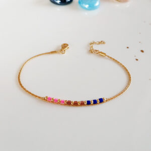 Bisexual pride flag beaded bracelet
