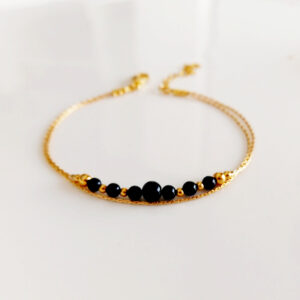 Black onyx stone gold bracelet