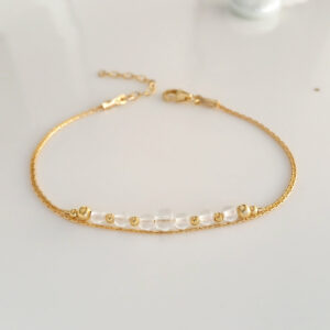 Clear quartz gold bracelet dainty