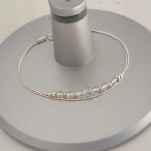 Clear quartz silver bracelet dainty