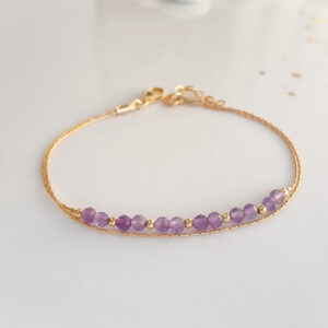 Dainty amethyst 14k gold filled bracelet