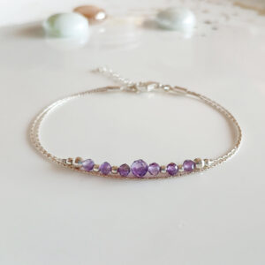 Dainty amethyst 925 sterling silver bracelet