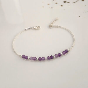 Dainty amethyst sterling silver bracelet