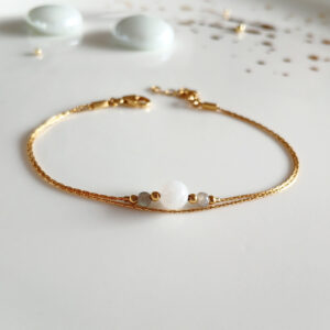 Gold labradorite moonstone minimal bracelet