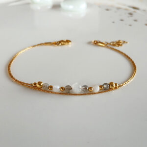 Labradorite and moonstone gold bracelet dainty