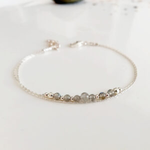 Labradorite silver layered bracelet dainty