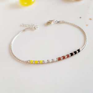 Non binary pride flag silver bracelet