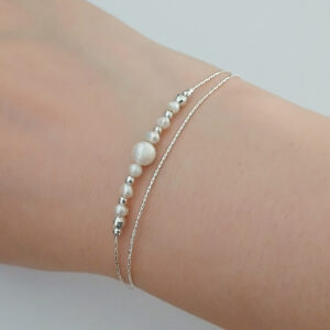 Pearl silver bracelet dainty