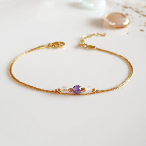 Quartz and amethyst gold bracelet