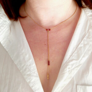 Red jasper gold layering y necklace