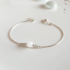 Silver moonstone and labradorite thin bracelet