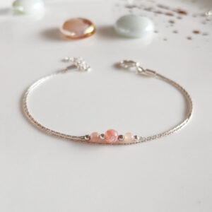 Silver sun stone minimal bracelet