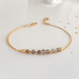Smoky quartz gold bracelet dainty