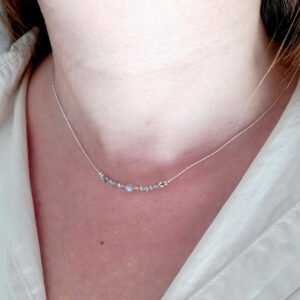 Sterling silver labradorite bar necklace