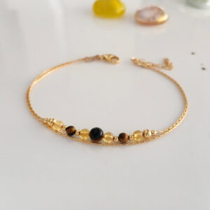 Tiger eye citrine gold bracelet